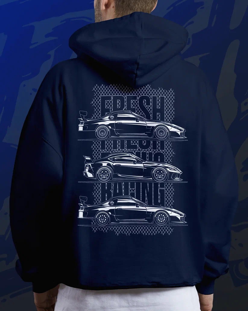 картинка Худи оверсайз темно-синее Supra Racing от магазина Одежда+